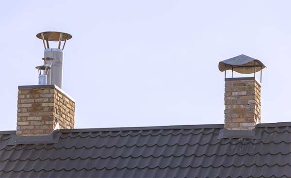 Toms River chimney service, Picture of 2 chimneys on roof